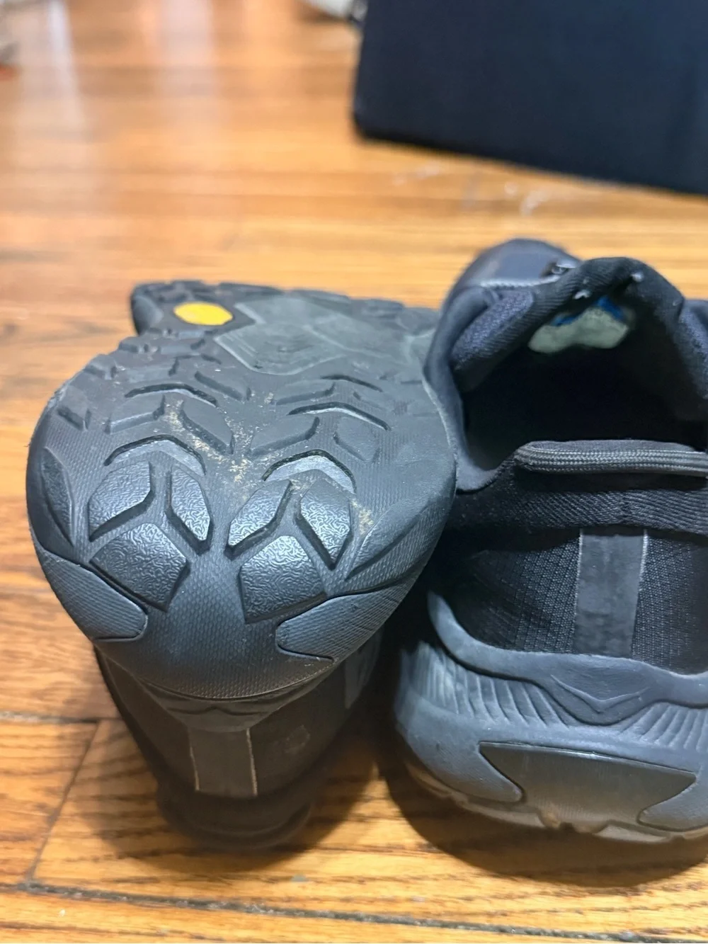 HOKA Transport sz 9 Triple Black Vibram Cordura Walking up Hiking Shoes